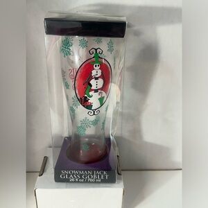 NIGHTMARE BEFORE CHRISTMAS SNOWMAN JACK GLASS GOBLET 26 OZ NIB